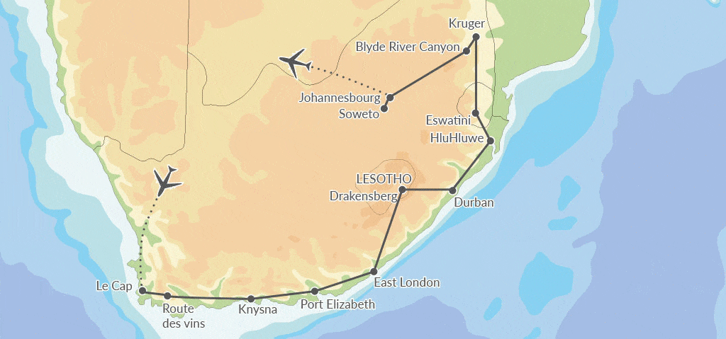 Circuit Grand Tour d'Afrique du Sud & Chutes Victoria - Vols Air France johannesbourg Afrique Du Sud