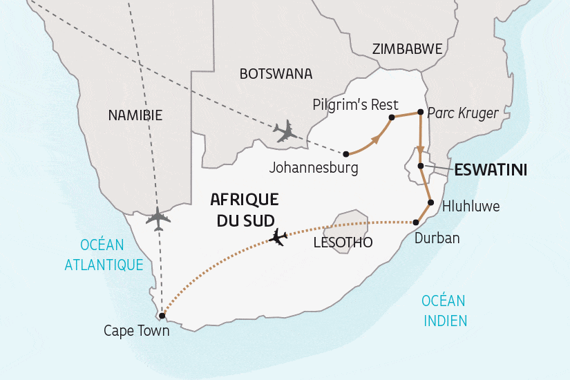 Circuit Afrique du Sud, le Monde en un seul pays johannesbourg Afrique Du Sud