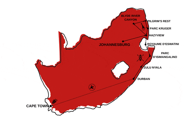 Circuit Du Parc Kruger au Cap de Bonne Espérance johannesbourg Afrique Du Sud