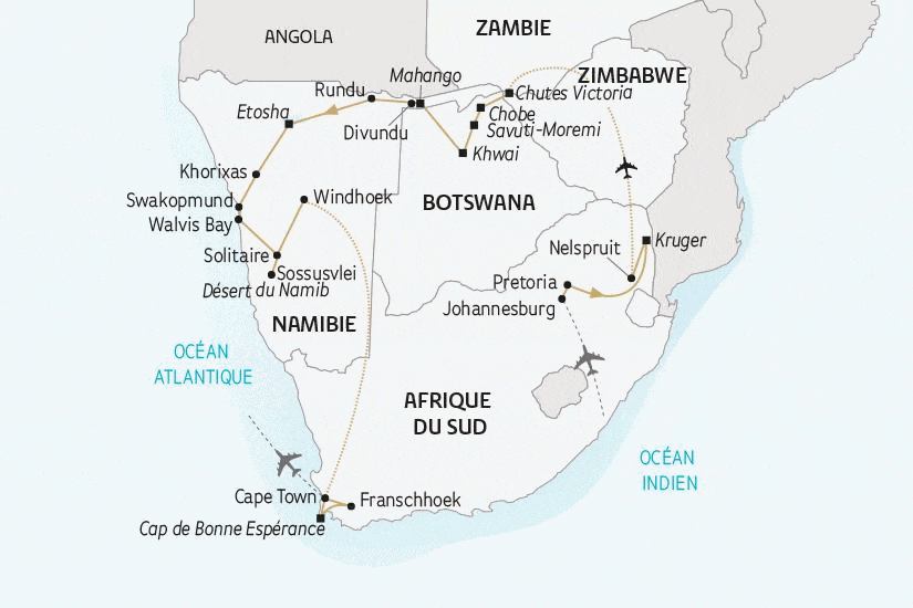 Circuit La grande traversée de l'Afrique australe et le delta de l'Okavango johannesbourg Afrique Du Sud