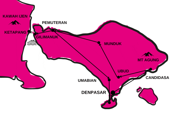 Circuit Balade Authentique du Volcan Ijen aux Rizières de Bali denpasar Bali