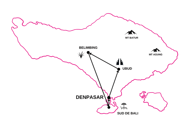 Circuit Combiné Jungle, Rizières et Sable de Bali denpasar Bali