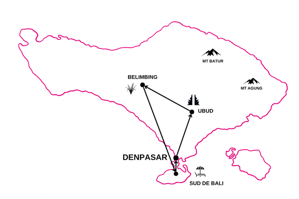 Circuit Combiné Jungle, Rizières et Sable de Bali denpasar Bali