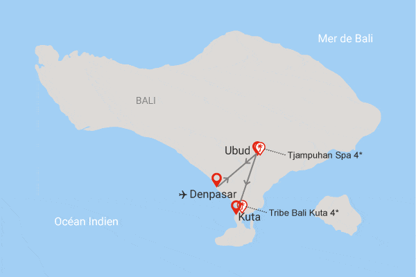 Combiné hôtels Tjampuhan Spa et Tribe Bali Kuta denpasar Bali