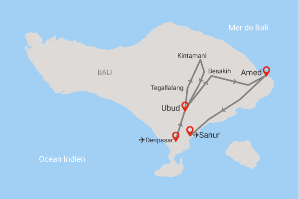 Circuit De l’âme d’Ubud aux rivages d’Amed denpasar Bali