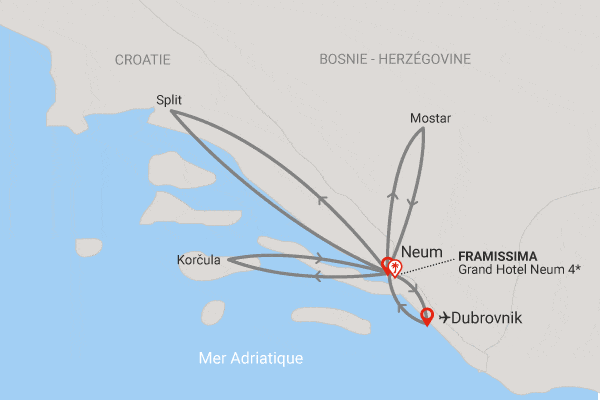 Circuit Les Merveilles de Dalmatie et extension 3 nuits Framissima Grand Hotel Neum neum Bosnie-Herzégovine