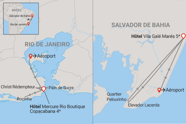 Combiné circuit et hôtel Rio au Mercure Copacana (adult only) et Salvador en 5* tout inclus rio Bresil