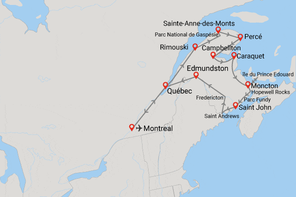 Circuit Grand Tour du Québec au Golfe du Saint-Laurent montreal Canada