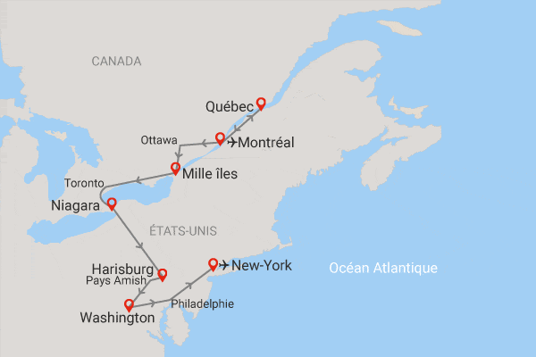 Circuit Grands Sites de l'Est Américain + extension New York montreal Canada
