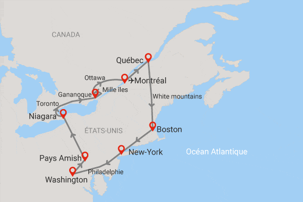 Circuit Trésors du Canada et des Etats-Unis en petit groupe montreal Canada