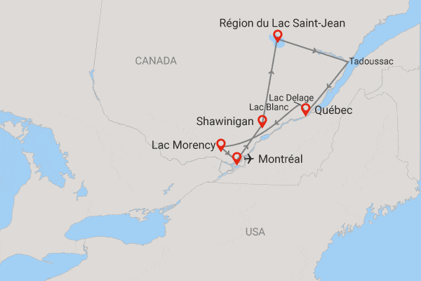 Circuit Québec en bref et parenthèse nature montreal Canada