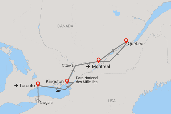 Circuit Est canadien entre villes et nature toronto Canada