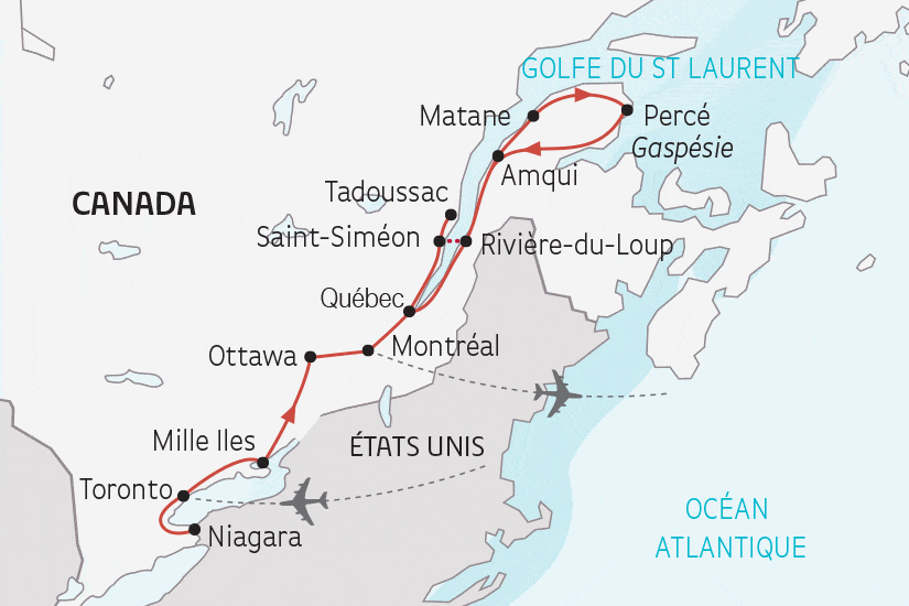 Circuit Le Canada de Niagara à Gaspésie toronto Canada