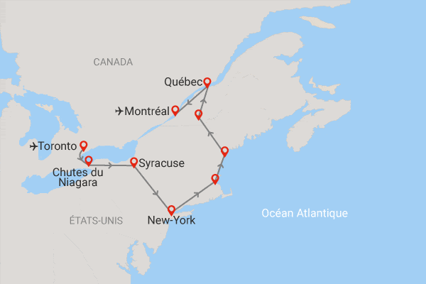 Circuit Charmes de l'Est canadien et Métropoles américaines toronto Canada