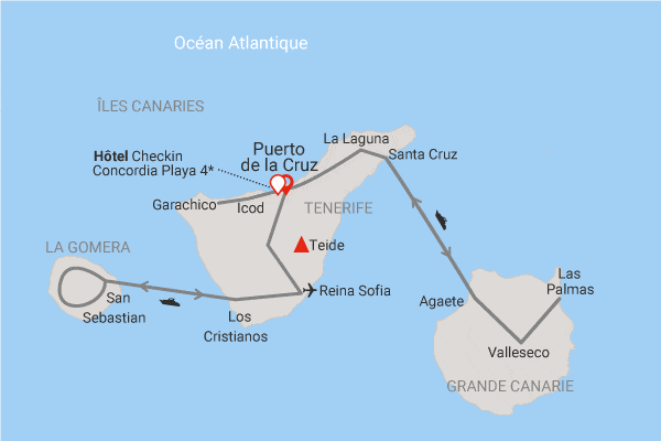 Circuit Trésors des Canaries, logement au Plein Vent Sélection Checkin Concordia Playa tenerife Canaries