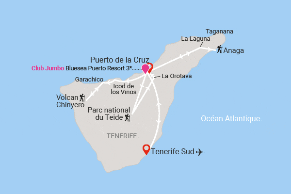 Circuit Randonnée entre océan et Teide, logement au Club Jumbo Bluesea Puerto Resort tenerife Canaries