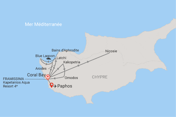 Circuit Chypre entre plage et culture, logement Framissima Kapetanios Aqua Resort peyia Chypre