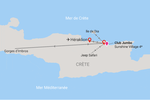 Circuit Horizons crétois, base logement Jumbo Sunshine Village heraklion Crète