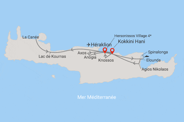 Circuit Trésors Crétois, logement à l'hôtel Hersonissos Village hersonissos Crète