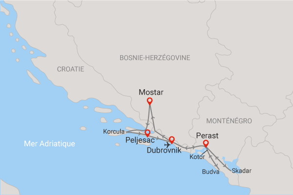 Circuit Couleurs de Croatie, Bosnie-Herzégovine et Monténégro dubrovnik Croatie