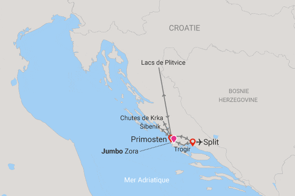 Circuit Merveilles naturelles de Croatie, logement au Club Jumbo Zora split Croatie