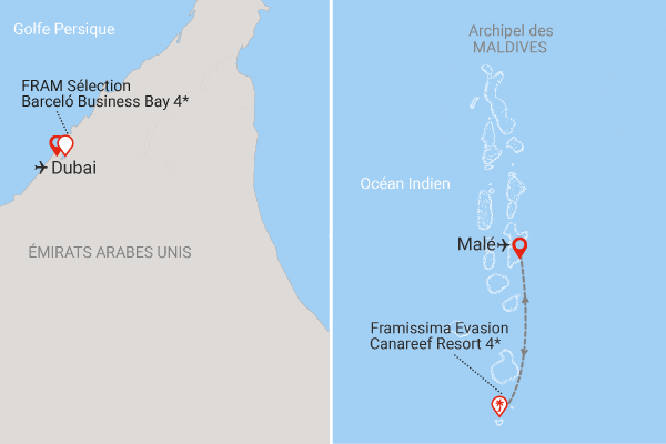 Séjour 2 en 1 : Dubaï et Maldives, Fram Sélection Barceló Business Bay et Framissima Evasion Canareef Resort dubai Dubai et les Emirats