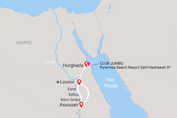 Combiné croisière et hôtel Club Jumbo Trésors au pays des pharaons et Club Jumbo Pyramisa Beach Resort louxor Egypte