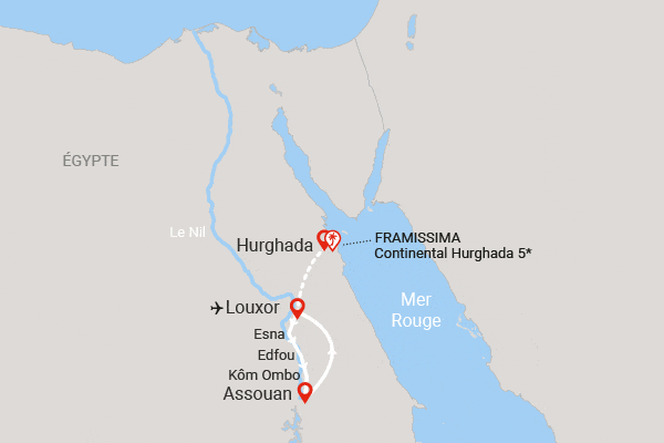 Combiné croisière et hôtel Gloire des pharaons à bord du Nile Ferouz (7 visites) et extension au Framissima Continental louxor Egypte