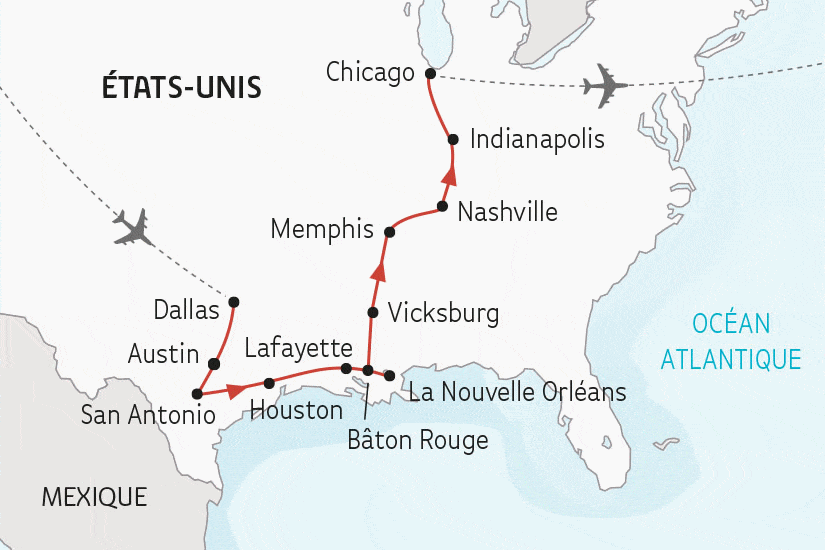 Circuit La Nouvelle Orléans, Memphis, Chicago, au rythme de la musique dallas Etats-Unis