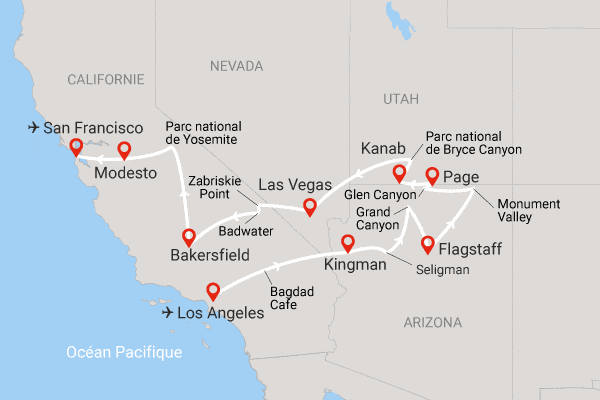 Circuit American Ouest 2026 los_angeles Etats-Unis