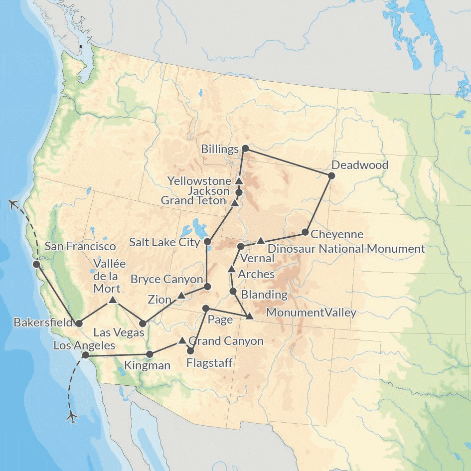 Circuit Grand Tour de l'Ouest 2025 los_angeles Etats-Unis