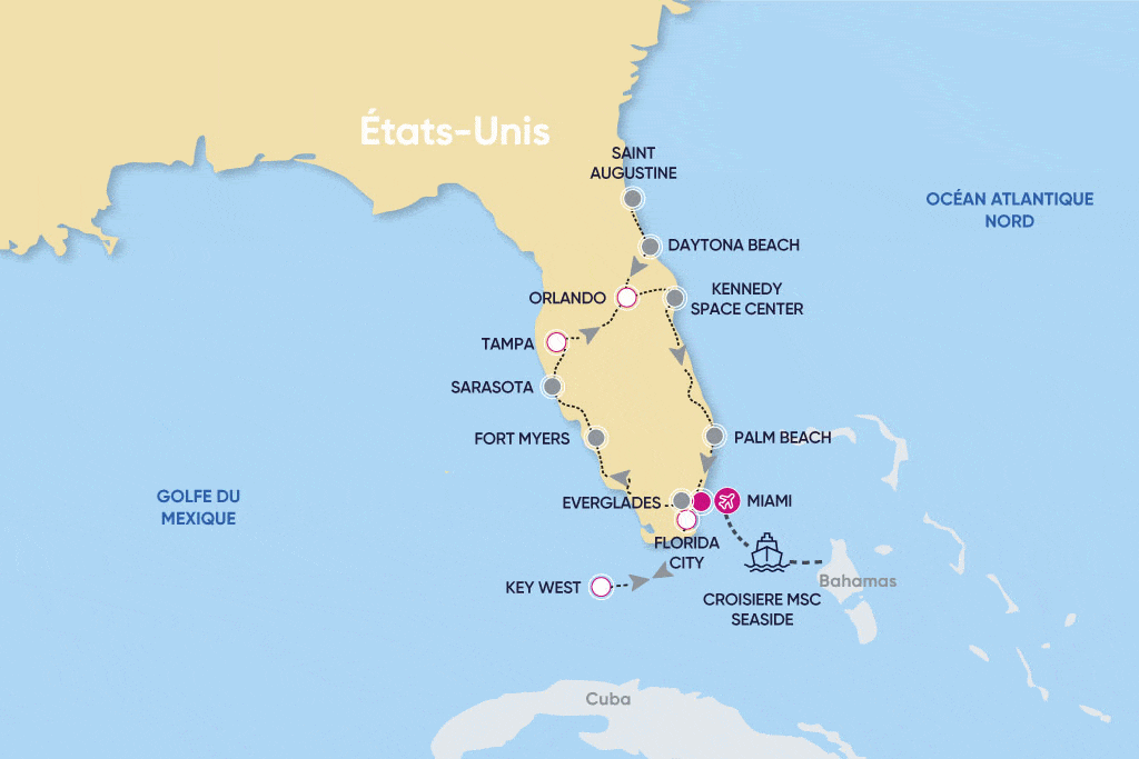 Circuit De la Floride à Key West avec croisière aux Bahamas miami Etats-Unis