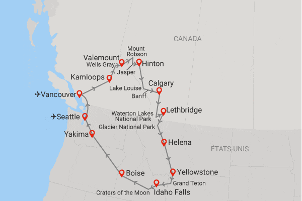 Circuit L'Essentiel des Rocheuses du Canada et des USA (arrivée Seattle) seattle Etats-Unis