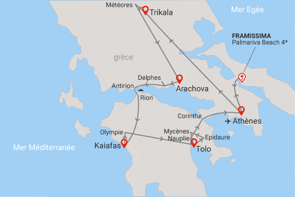 Combiné circuit et hôtel Grand Tour de Grèce 4* (maximum 24 participants) et extension 7 nuits Framissima Palmariva Beach athenes Grece