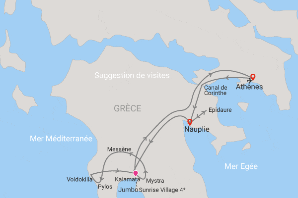 Autotour Incontournables du Péloponnèse en liberté (dont 4 nuits au Club Jumbo Sunrise Village) athenes Grece