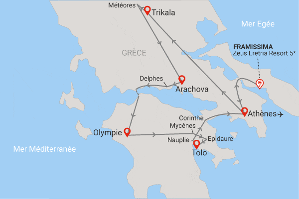 Combiné circuit et hôtel Grand Tour de Grèce 4* (maximum 24 participants) et extension 3 nuits au Framissima Zeus Eretria Resort athenes Grece