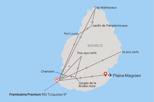 Circuit Horizons mauriciens, base logement au Framissima Premium RIU Turquoise le_morne_brabant Ile Maurice