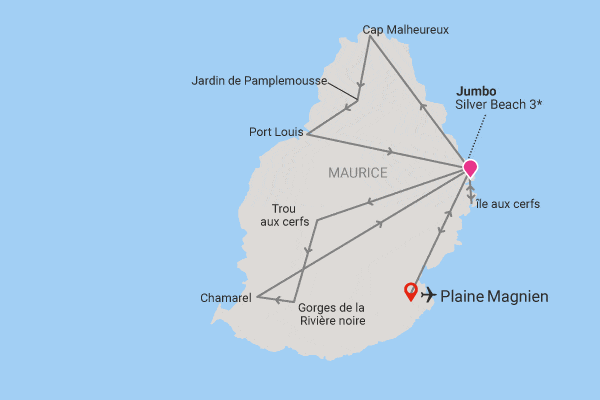 Circuit Explorations mauriciennes, base logement au Jumbo Silver Beach trou_deau_douce Ile Maurice