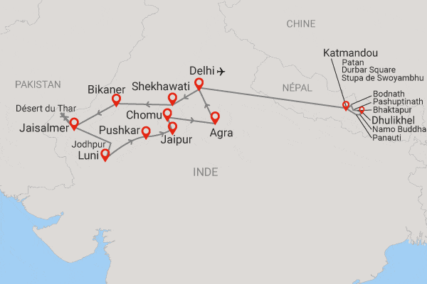 Circuit Perles du Rajasthan et extension Népal en privatif delhi Inde