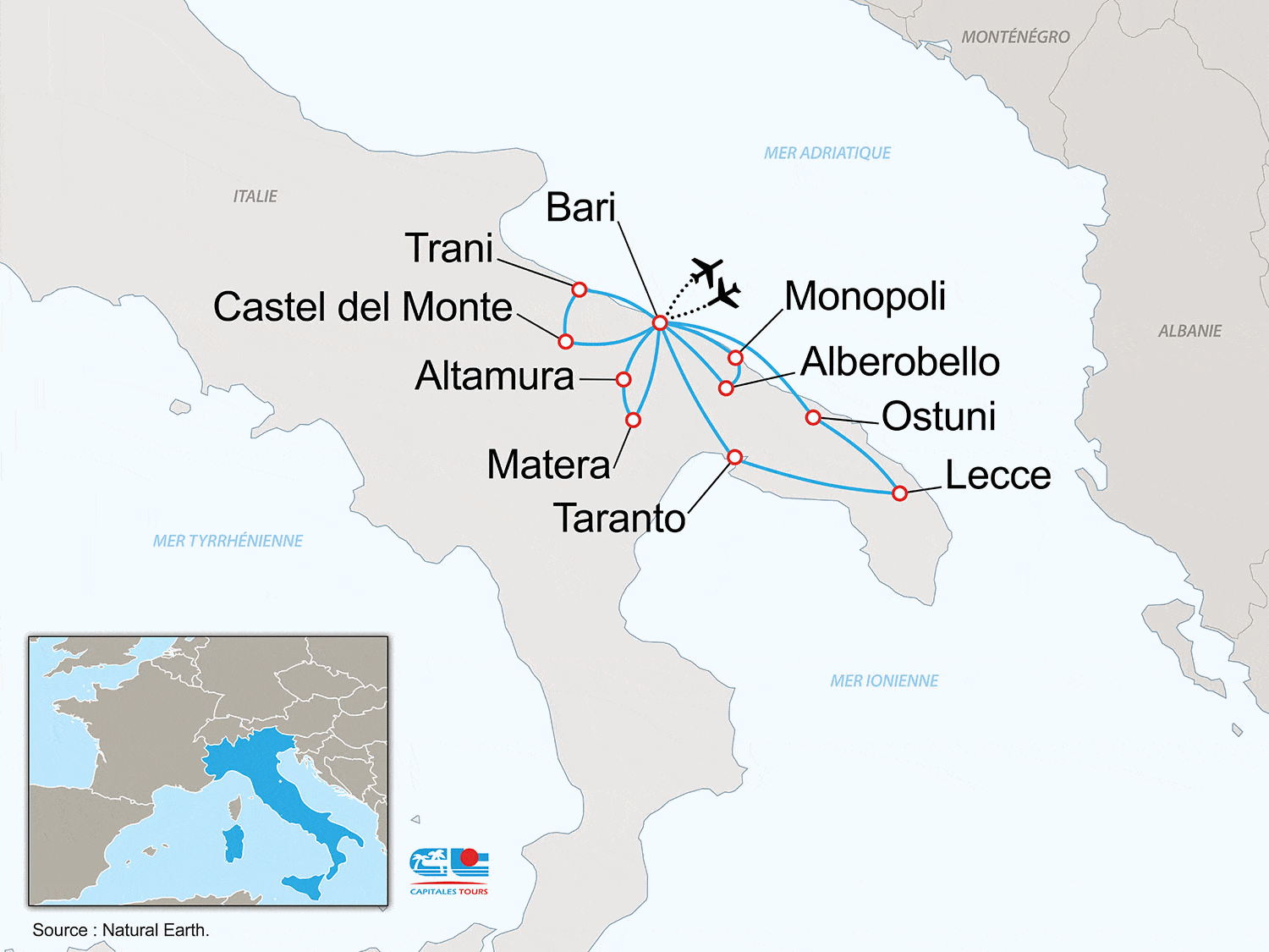 Circuit Merveilles des Pouilles bari Italie