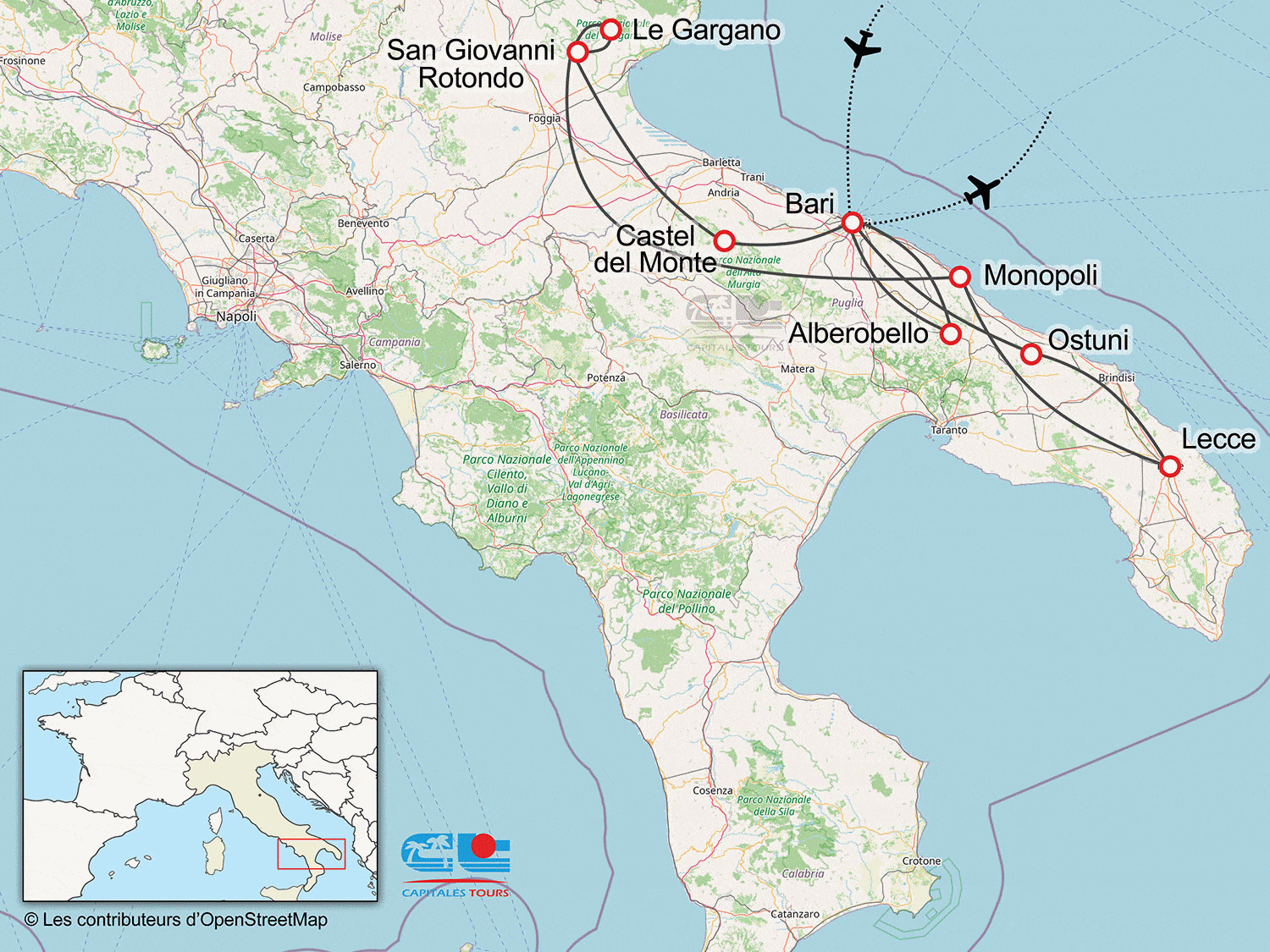 Circuit Merveilles des Pouilles Bari Italie