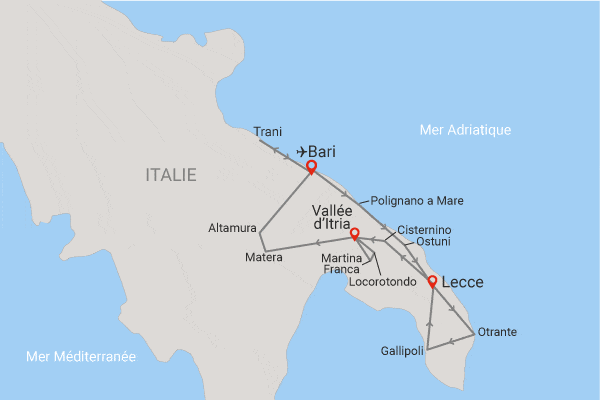 Circuit Essentiel des Pouilles bari Italie