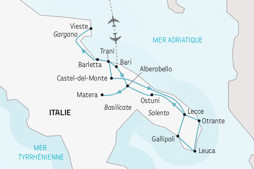 Circuit Les Pouilles, le talon de la botte italienne bari Italie