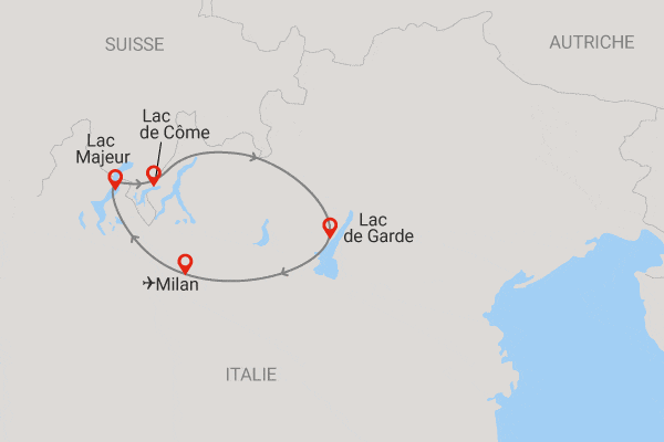 Autotour Balade sur les routes des lacs italiens en liberté, arrivée Milan milan Italie