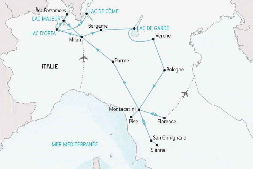 Circuit Les Lacs Italiens et la Toscane milan Italie