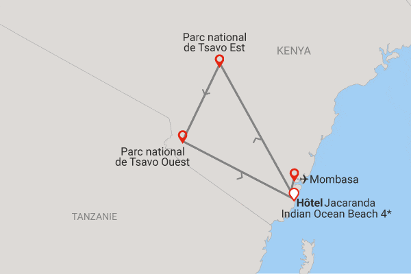 Combiné circuit et hôtel Jacaranda Indian Ocean Beach Resort 4* avec 2 nuits Tsavo Est/Ouest diani_beach Kenya