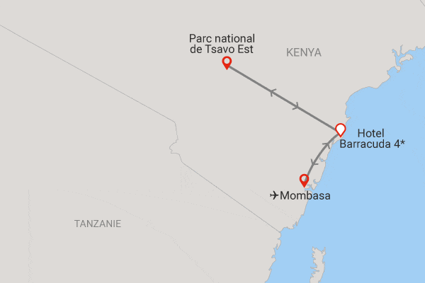 Combiné circuit et hôtel Framissima Evasion Barracuda Resort 4* avec 1 nuit Tsavo Est mombasa Kenya