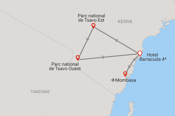 Combiné circuit et hôtel Framissima Evasion Barracuda Resort 4* avec 2 nuits Tsavo Est/Ouest mombasa Kenya
