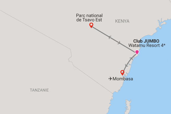 Combiné circuit et hôtel Jumbo Resort Watamu 4* avec 1 nuit Tsavo est mombasa Kenya