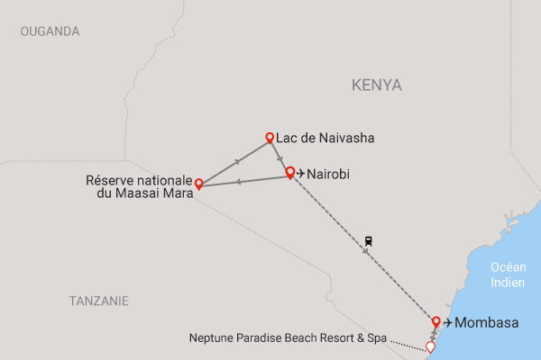 Combiné circuit et hôtel Safari Masai Mara (4 nuits) + extension au Neptune Paradise Beach Resort & Spa ukunda Kenya
